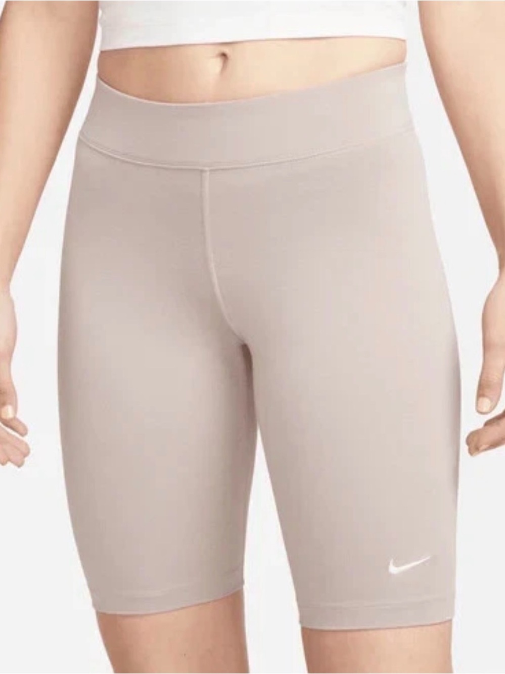 Nike Neutral Taupe High-Waist Bike Shorts